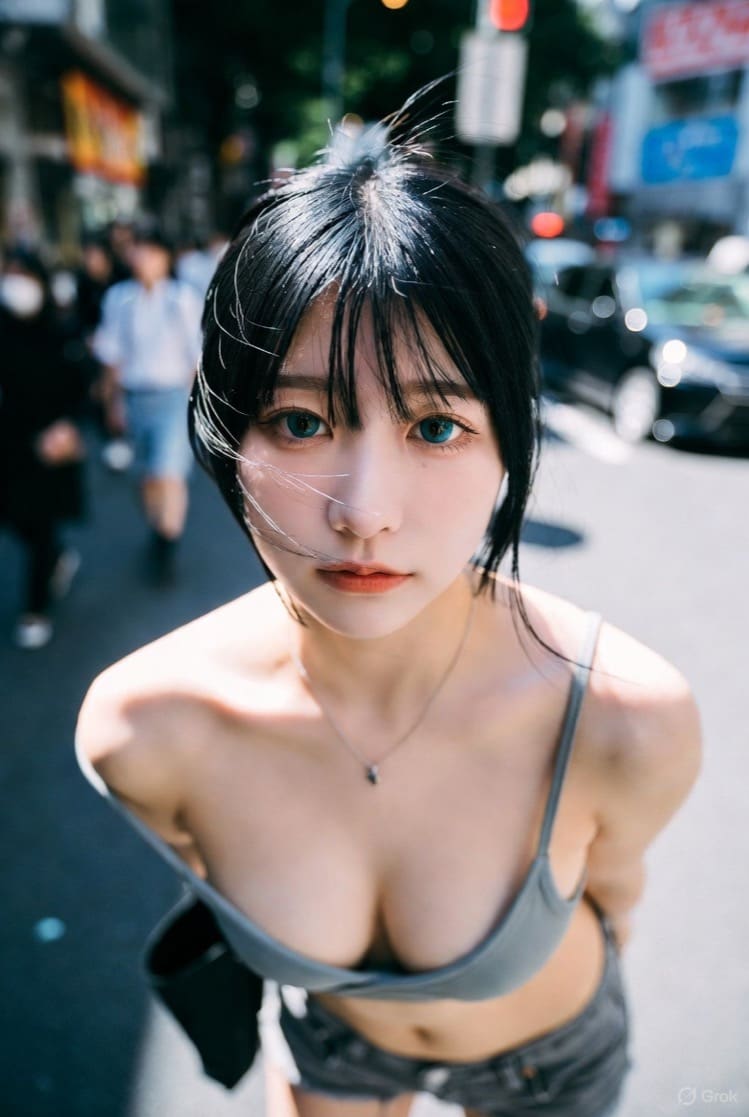 东京街头的白皙的女孩