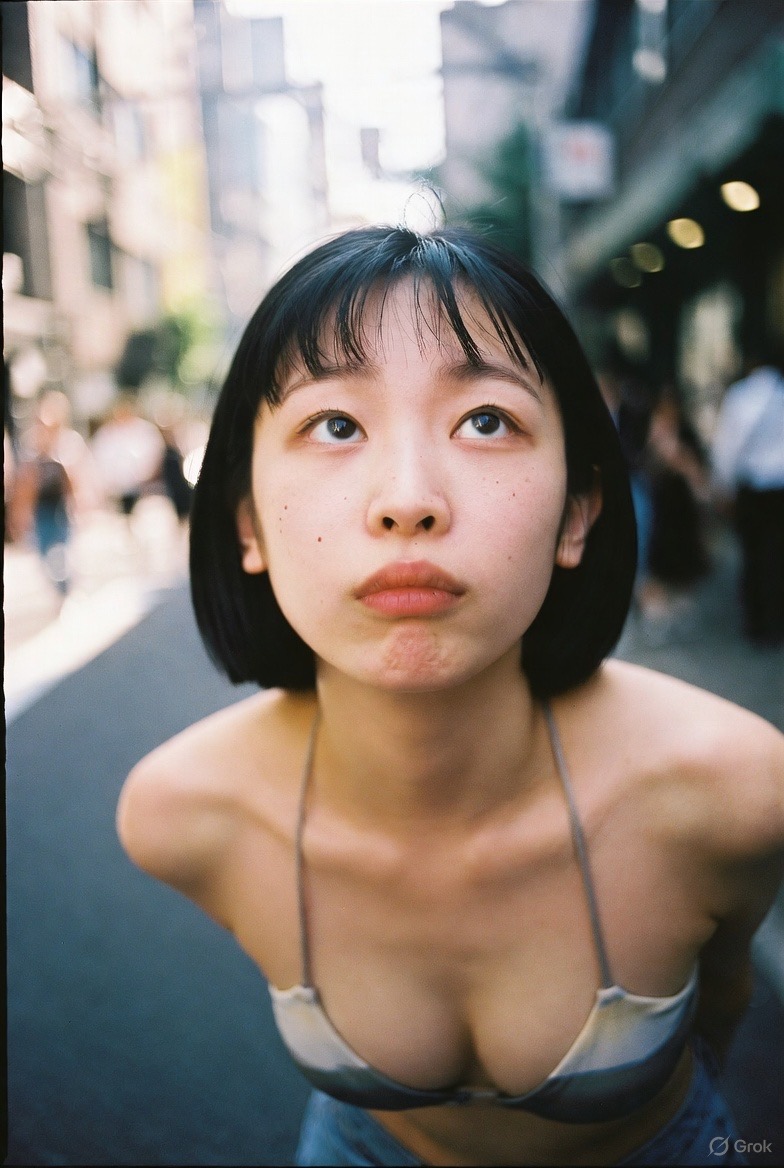 东京街头的白皙的女孩