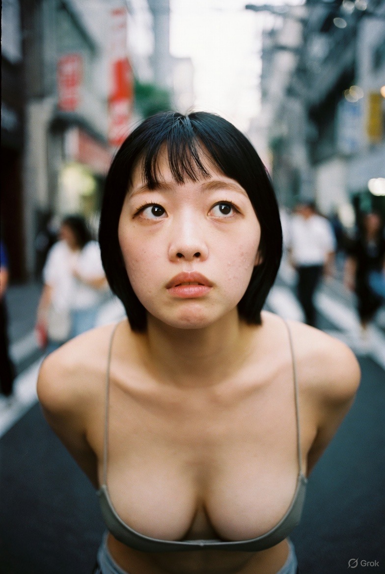 东京街头的白皙的女孩