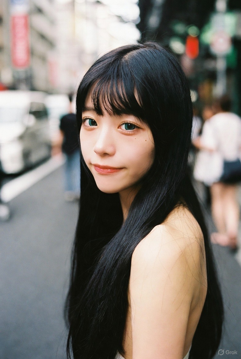 东京街头的白皙的女孩