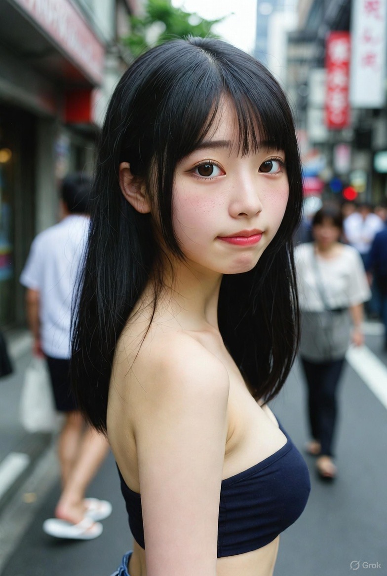 东京街头的白皙的女孩