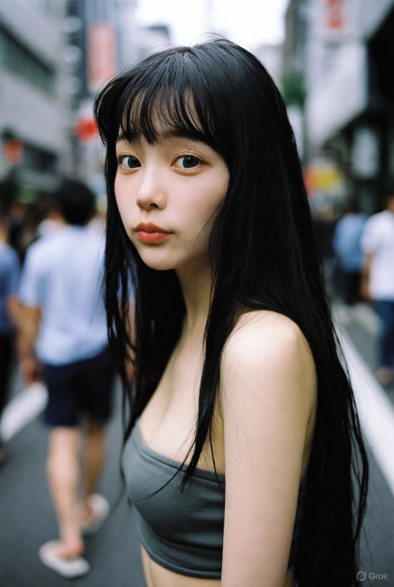 东京街头的白皙的女孩