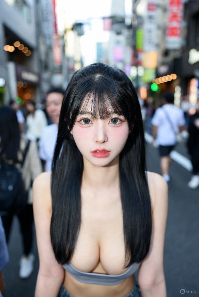 东京街头的白皙的女孩