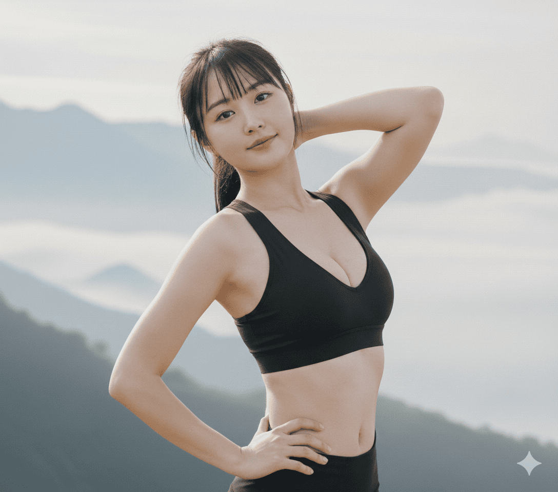 在山顶运动的女孩