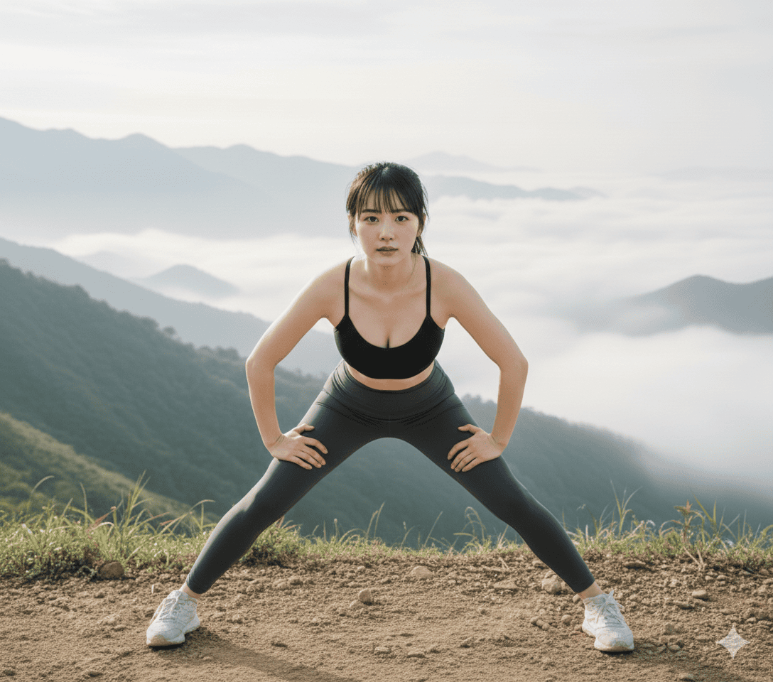 在山顶运动的女孩